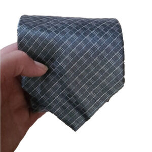 Equestrian Firenze made in Italy 100% silk gray men's necktie unisex geometrical
